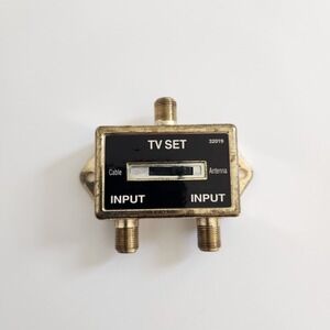 Vintage TV A/B Switch Box Cable Antenna Selector 32019 Gold Tone Coaxial Switch
